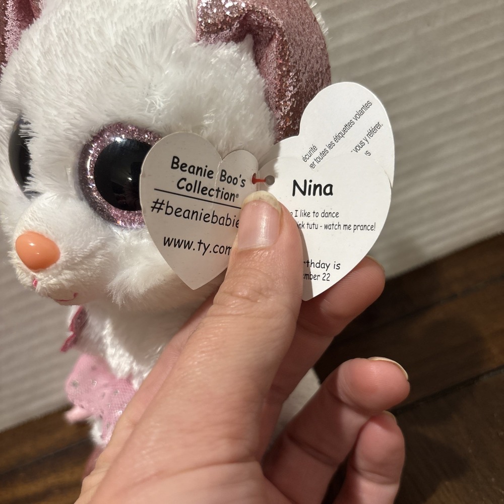 TY Beanie Boos - NINA the Mouse (Glitter Eyes)(Medium Size - 9 inch) - Boo Plush - Picture 4 of 5